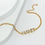 Personalized CZ Stone Inlaid Charms Capital Alphabet Chain Bracelet