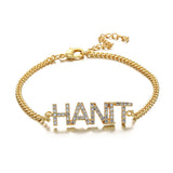 Personalized CZ Stone Inlaid Charms Capital Alphabet Chain Bracelet