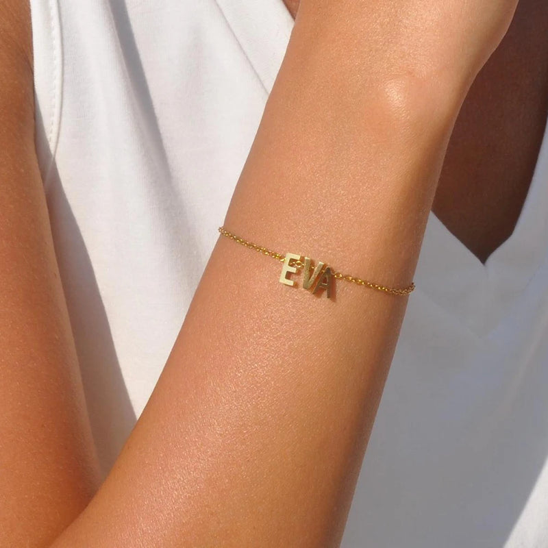 Personalized Letter Bracelet Charms 8mm Alphabet Link Chain for Women Girls