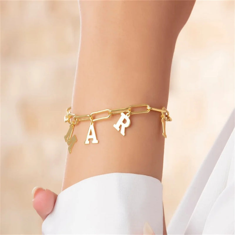 Letter Bracelet Personalized Stainless Steel Square Bracelet Rectangular Chain