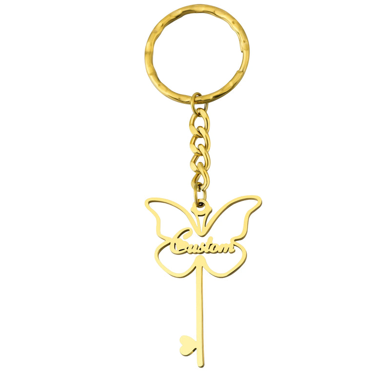 Personalized Butterfly Keychain for Women, Romantic Name Hollow Out Keyring