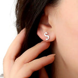 Letter Earring Studs Stainless Steel One Initial Girl Gift