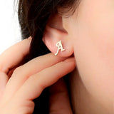 Letter Earring Studs Stainless Steel One Initial Girl Gift