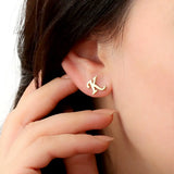Letter Earring Studs Stainless Steel One Initial Girl Gift
