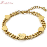 Family Names Heart Shape Bracelets Stainless Steel Bangles