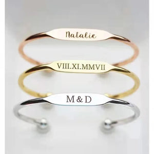 Lettering Bangle Stainless Steel Personality Letters Opening Adjustable Bangle