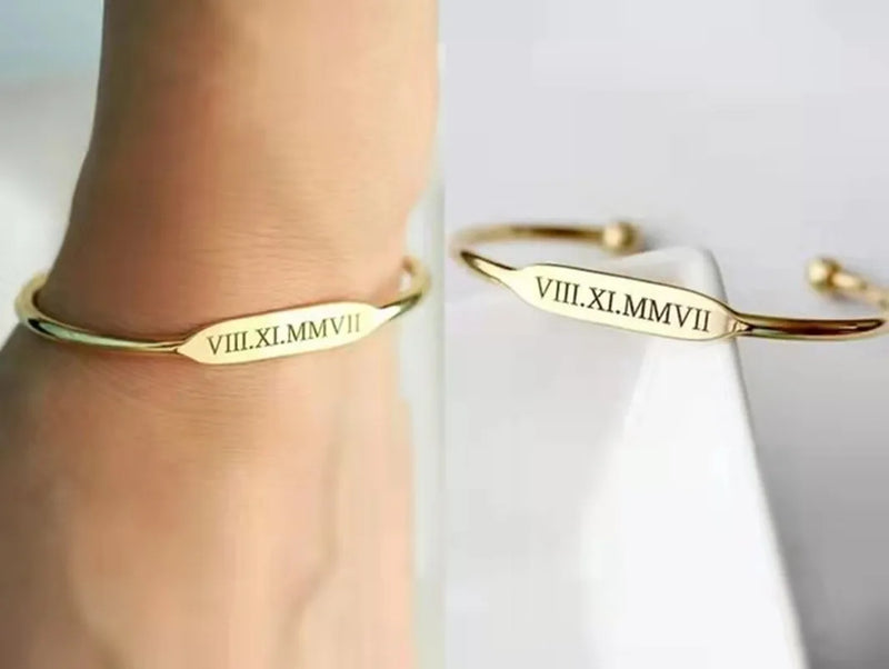 Lettering Bangle Stainless Steel Personality Letters Opening Adjustable Bangle