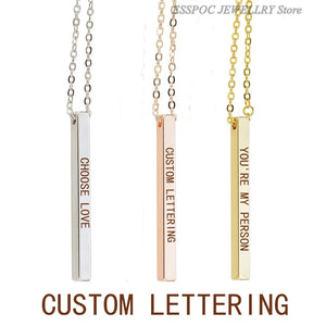 Personalized Vertical Strip Bar Name Necklace for Women/Men