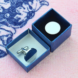 Men's Stainless Steel Cufflinks Engraved Round Wedding Date