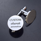 Men's Stainless Steel Cufflinks Engraved Round Wedding Date