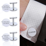Men's Stainless Steel Cufflinks Engraved Round Wedding Date