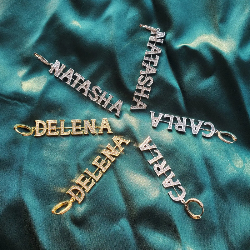 Custom Name Earrings, Personalized Nameplate Pair, Prom Party Jewelry