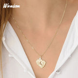 Personalized Zircon Letter Foot Pendant Necklace with Name Engraving