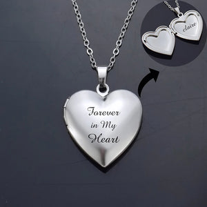 Custom Engraved Heart Locket Necklace Stainless Steel