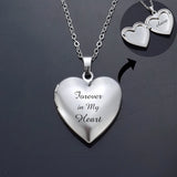 Custom Engraved Heart Locket Necklace Stainless Steel