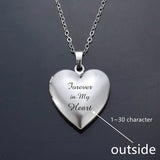 Custom Engraved Heart Locket Necklace Stainless Steel