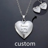 Custom Engraved Heart Locket Necklace Stainless Steel
