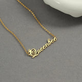 Letters Necklace with Crown Choker Stainless Steel for Women