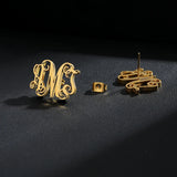 Monogram Stud Earrings Personalized Initial Name Jewelry