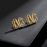 Monogram Stud Earrings Personalized Initial Name Jewelry