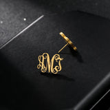 Monogram Stud Earrings Personalized Initial Name Jewelry
