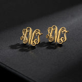 Monogram Stud Earrings Personalized Initial Name Jewelry