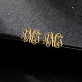 Monogram Stud Earrings Personalized Initial Name Jewelry