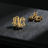 Monogram Stud Earrings Personalized Initial Name Jewelry