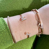 Letter Bangle Cuff Bracelet Zirconia Initial Stainless Steel Jewelry