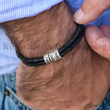Personalized Leather Bracelet for Men - Name Engraved