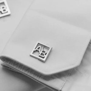 Men's Initials Cufflinks Stainless Steel - Personalized Wedding Cufflinks