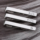Custom Initial Tie Clips for Men - Stainless Steel Personalized Letter Tiepin