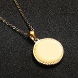 Logo Photo Engraved Name Date Round Coin Pendant Necklace
