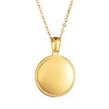 Logo Photo Engraved Name Date Round Coin Pendant Necklace