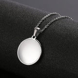 Logo Photo Engraved Name Date Round Coin Pendant Necklace