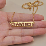 Roman Numbers Date Choker Necklace in Stainless Steel