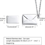 Love Letter Necklace Envelope Necklace Stainless Steel Jewelry Silver Gift