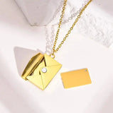 Love Letter Necklace Envelope Necklace Stainless Steel Jewelry Silver Gift
