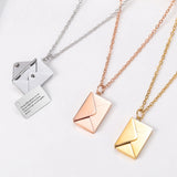 Love Letter Necklace Envelope Necklace Stainless Steel Jewelry Silver Gift