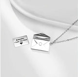 Love Letter Necklace Envelope Necklace Stainless Steel Jewelry Silver Gift