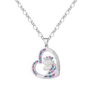 Love Unicorn Name Necklace Personalized Crystal Unicorn Pendant For Women