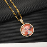 Personalized Zircon Round Necklaces with Photo Engraving