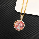 Personalized Zircon Round Necklaces with Photo Engraving