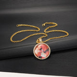 Personalized Zircon Round Necklaces with Photo Engraving