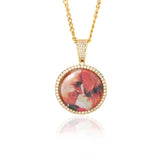 Personalized Zircon Round Necklaces with Photo Engraving