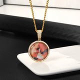 Personalized Zircon Round Necklaces with Photo Engraving