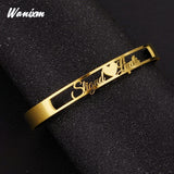 Personalized Stainless Steel Nameplate Bangles for Wedding