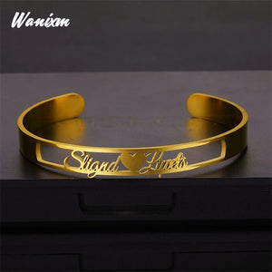 Personalized Stainless Steel Nameplate Bangles for Wedding