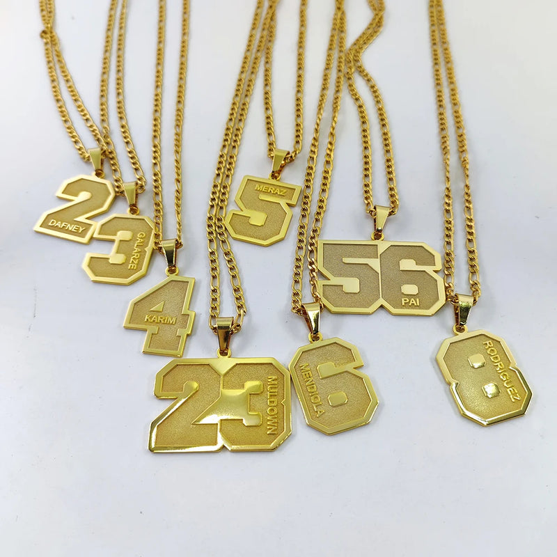 Personalized Number Name Pendant Necklace with Sports Varsity Jewelry Gift