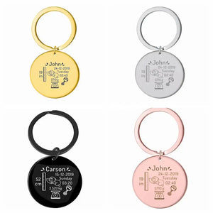Personalized Baby Birth State Keychain - First Father Mother Gift
